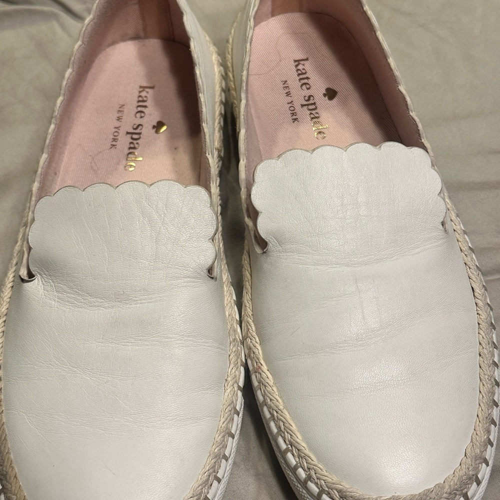 Kate Spade White Leather Loren Slip ons